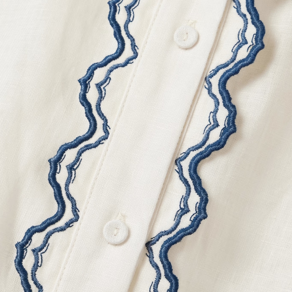 Agua By Agua Bendita Abadía appliquéd embroidered linen shirt - Picture 7 of 15
